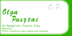 olga pusztai business card